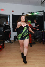 Load image into Gallery viewer, Electric Green Slime Black Lace Cami Dress