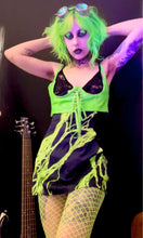 Load image into Gallery viewer, Electric Green Slime Black Lace Cami Dress
