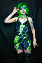 Load image into Gallery viewer, Electric Green Slime Black Lace Cami Dress