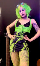 Load image into Gallery viewer, Electric Green Slime Black Lace Cami Dress
