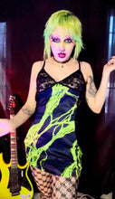 Load image into Gallery viewer, Electric Green Slime Black Lace Cami Dress