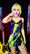 Load image into Gallery viewer, Electric Green Slime Black Lace Cami Dress