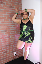 Load image into Gallery viewer, Electric Green Slime Black Lace Cami Dress